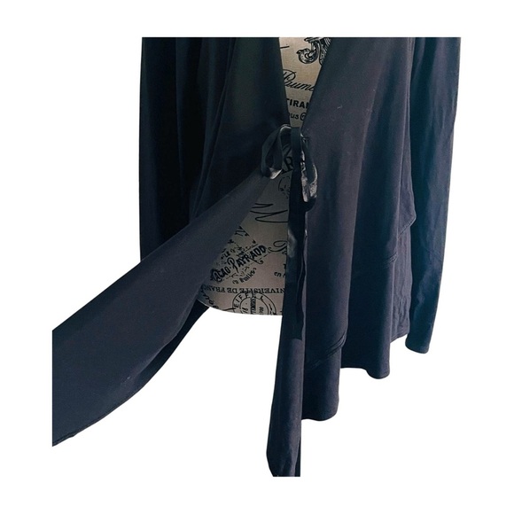 Encore Soft Stretch Waterfall Cardigan – Black Tie-Front | 1X - Picture 2 of 5